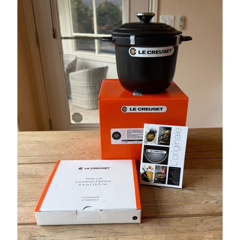 Le Creuset Enameled Cast Iron Rice Pot 18cm 2.25 qt Matt Black Licorice NEW